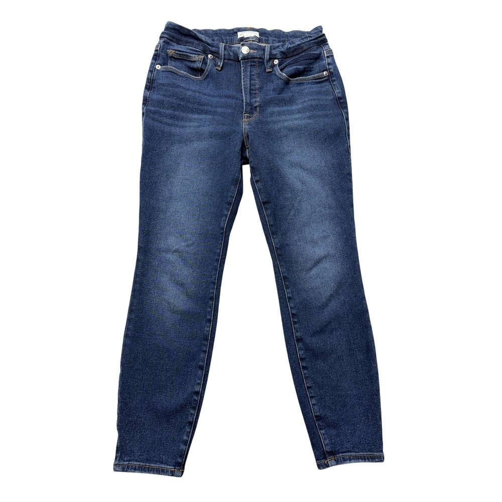 Good American Skinny Ankle Jeans Womens 4/27 Blue Medium‎ Wash Mid Rise Stretch